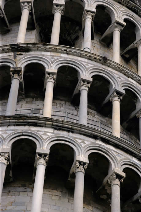 Close up of the arches from the Leaning Tower of Pisa photo